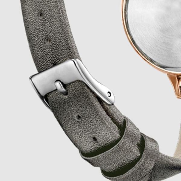 Pin Buckle Women Quartz Wrist Watch Leather Strap Shell Dial