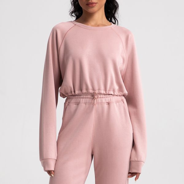 Blush Pink Raglan Sleeve Loungewear Set Soft Modal Blend Relaxed Fit for Cozy Home Lounging and Casual Outings