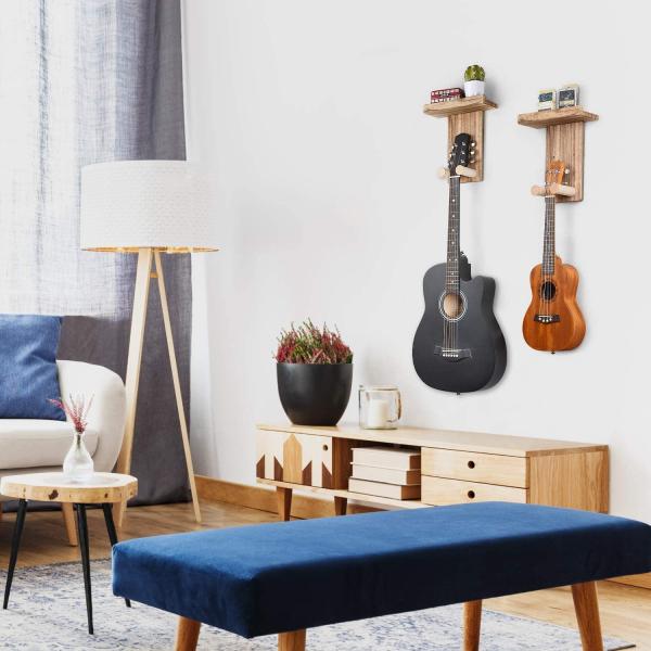 Custom Wall Mount Holder Guitar Hanger Shelf for Home Decoration Single Tier Design