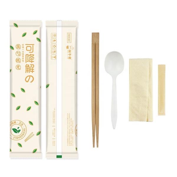 Disposable Eco Friendly Tableware Carbonized Bamboo Chopsticks and Corn Starch Spoons