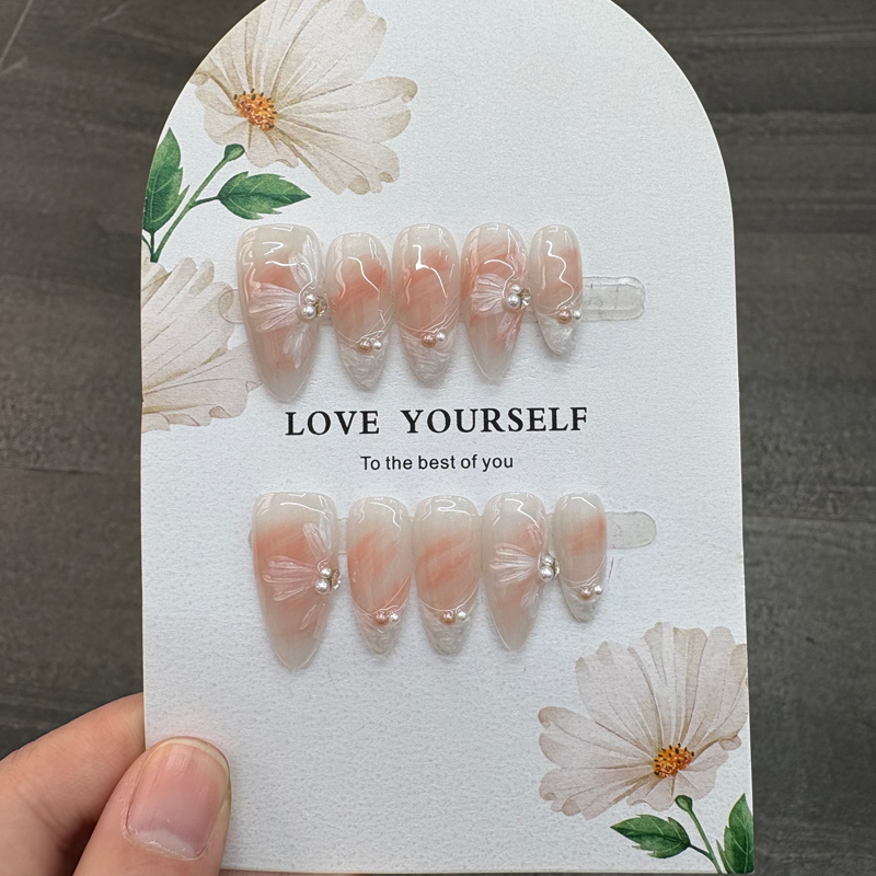 Summer Beach Water Drop Handmade Press On Nails Custom Design