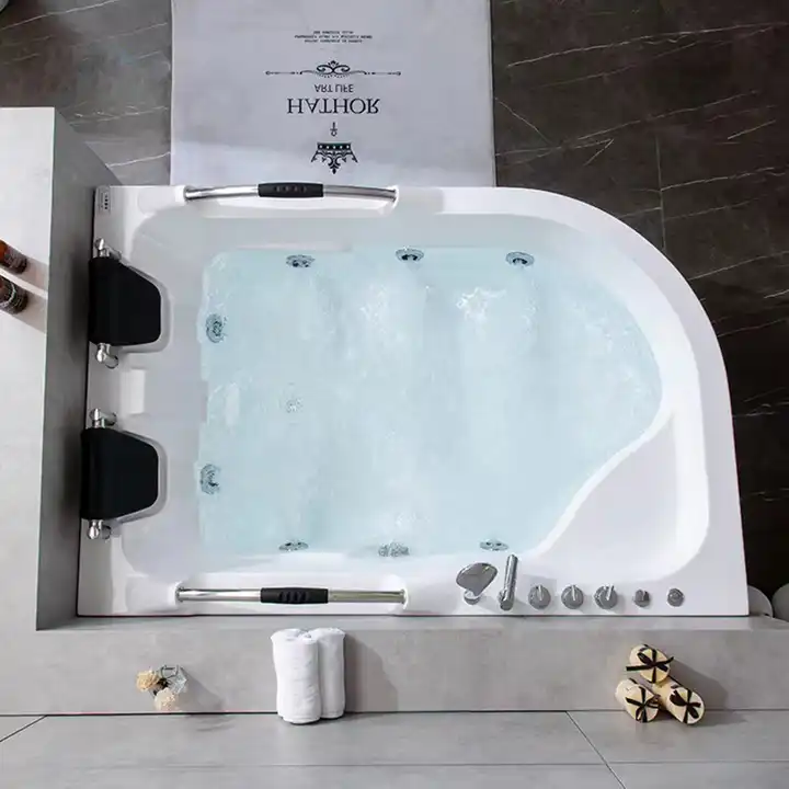 Round Acrylic Whirlpool Bathtub With Waterfall And Air Massage
