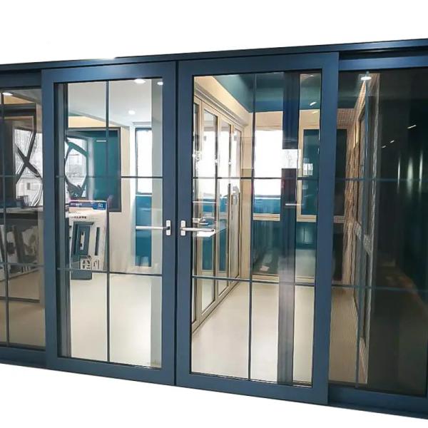  Aluminum Grills Exterior 4 Panels Double Glazed Sliding Doors For Balcony