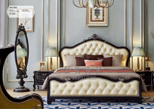 Royal Wooden Design King Size Frame Leather Bed