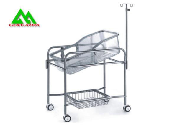 Stainless Steel Infant Hospital Bed , Ward Room Hospital Nursery Cribs Trolley
