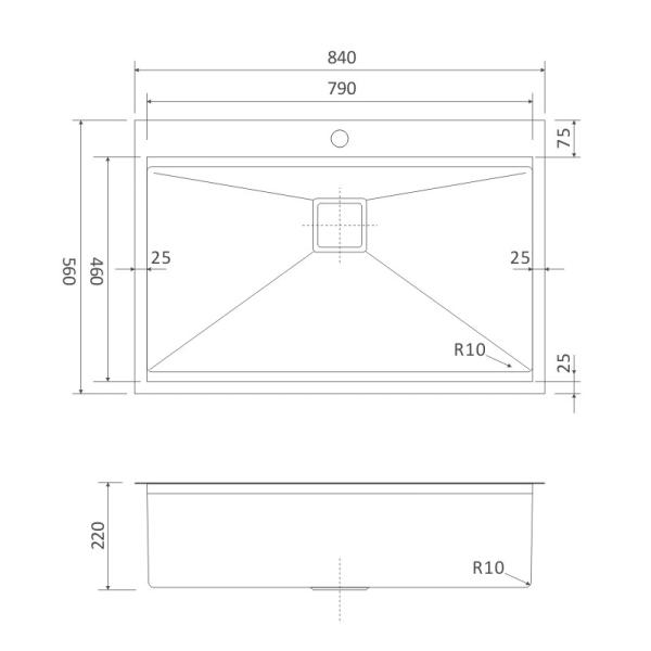 33 Inch Workstation Sink , 84x56 Stainless Steel Topmount Sink Glod Drop In