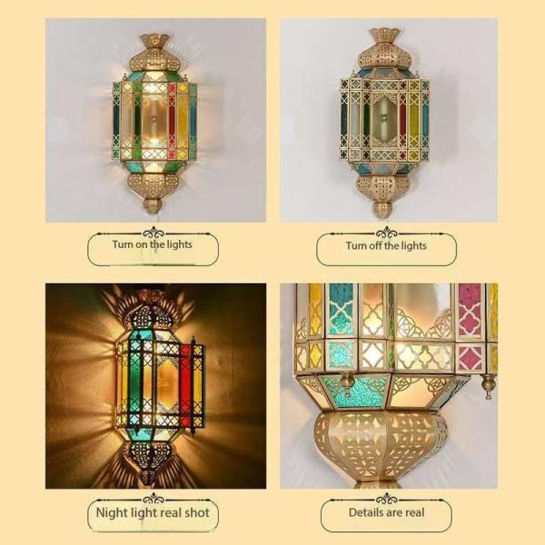 Switch Control Antique Copper Wall Lamp Morocco Style Copper Wall Sconce With Hollow Art
