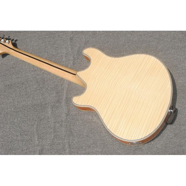High-grade customized jazz six-string electric guitar, double f-hole half-hollow electric guitar, wood color