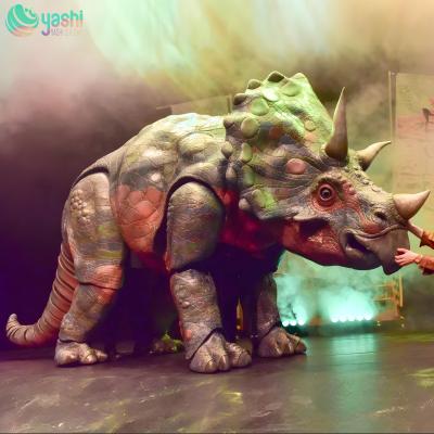 Sound-producing swinging silicone electric realistic triceratops dinosaur model