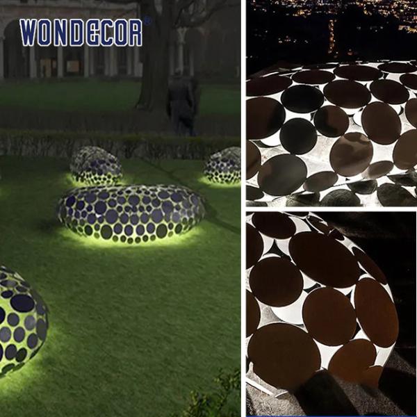 Декорация Круговая панель Ss Скульптура Пещеристый камень для сцепления Световое шоу