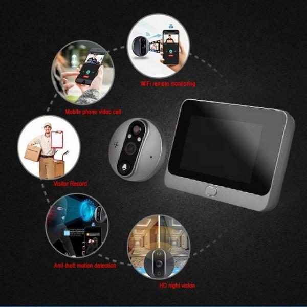 Smart Video Door Bell Tuya CCTV Camera 1080P HD 4.3 Inch LCD 5000mah Wifi Peephole Video Doorbe