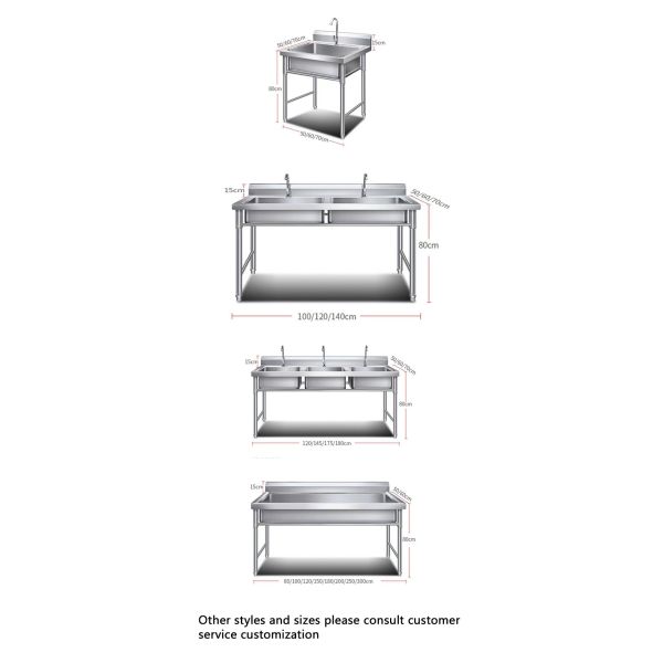 Restaurant Stainless Steel Catering Sink 304SS Commercial Double Sink