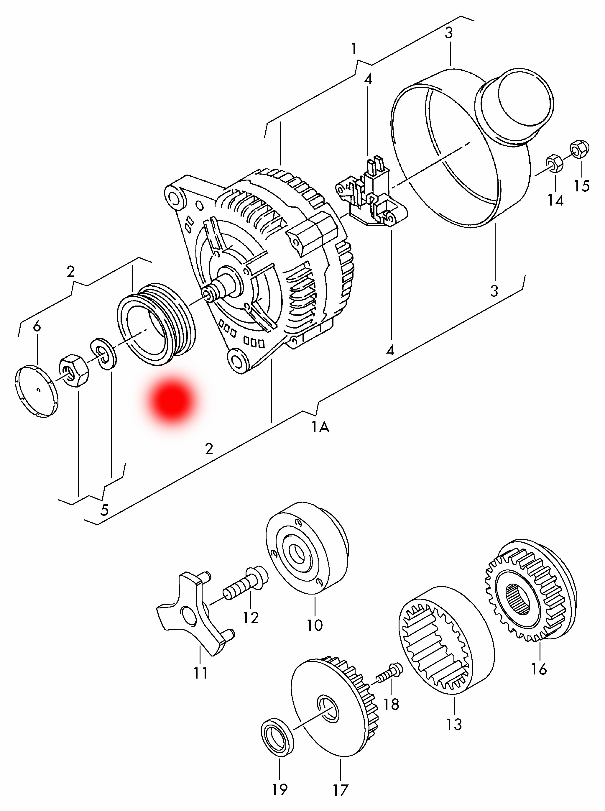 OEM 021903119J 94860313500 Альтернаторный сцепление для Audi Q7/PORSCHE CAYENNE