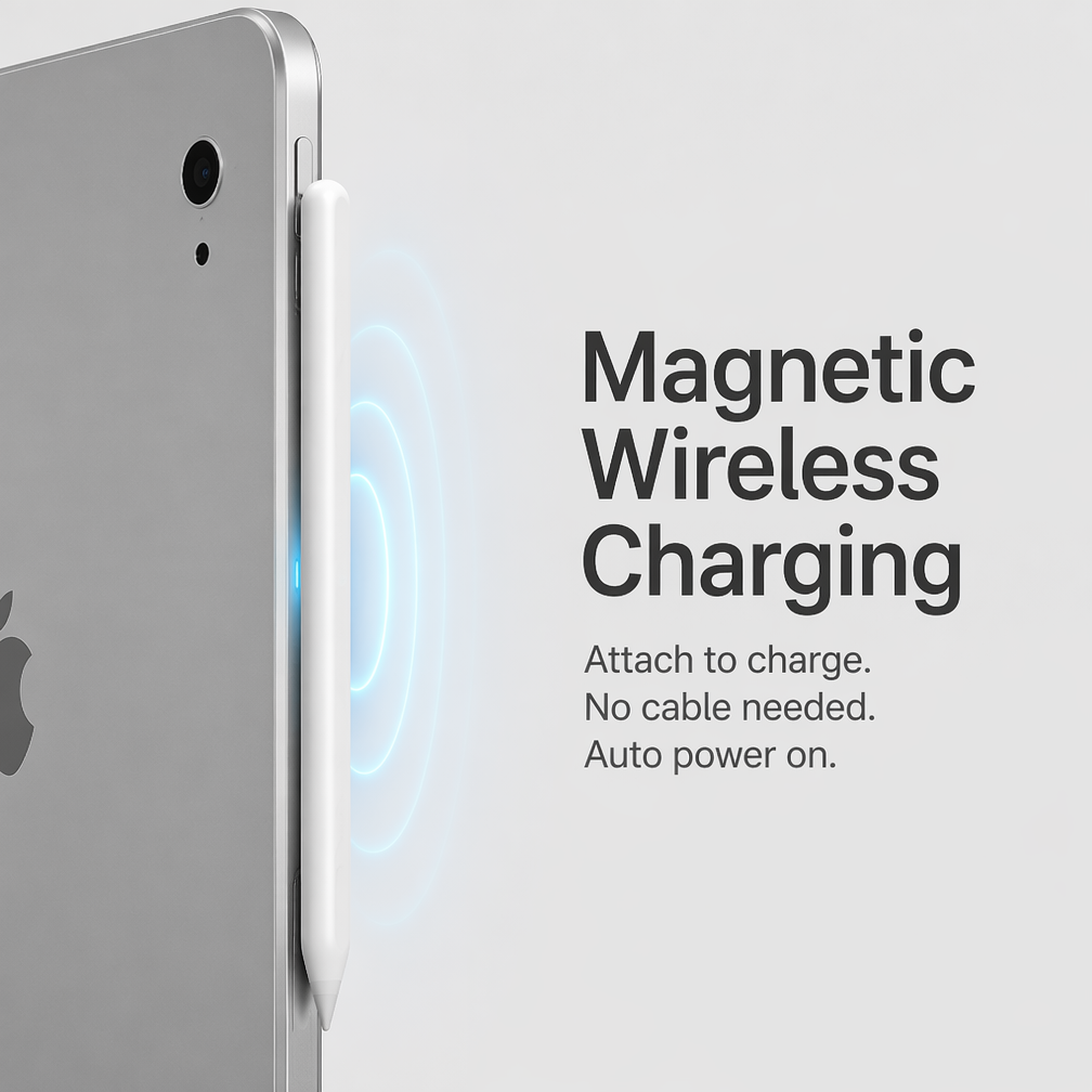 Premium Aerospace Composite iPad Stylus Pen Magnetic Charge No Port Bluetooth Power Display Palm Rejection Tilt Replaceable Nib OEM