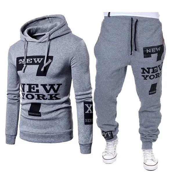                  Plus Size Outdoor Sport Men Sportswear Tracksuits Men 2 Piece Set Sweatpants and Hoodie Sets             
