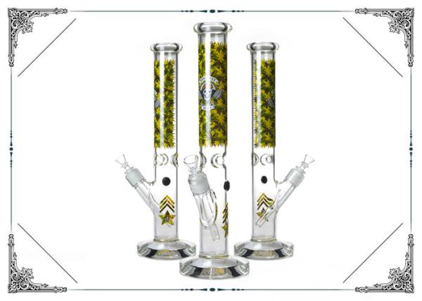 Straight Tube Grace Glass Water Bong 17'' Tall Heady Pressing Crystal Thick Base