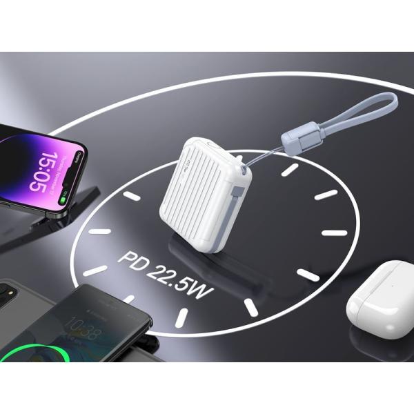 ABS Fast Charge Power Bank 10000mAh Compact Multi Port Power Bank With Data Cable