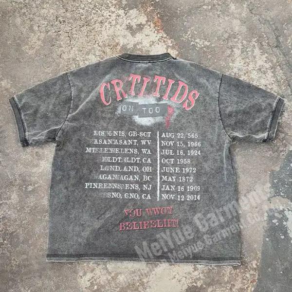 Vintage Distressed Acid Wash Mens Urban T Shirts Breathable 100 Grams To 300 Grams