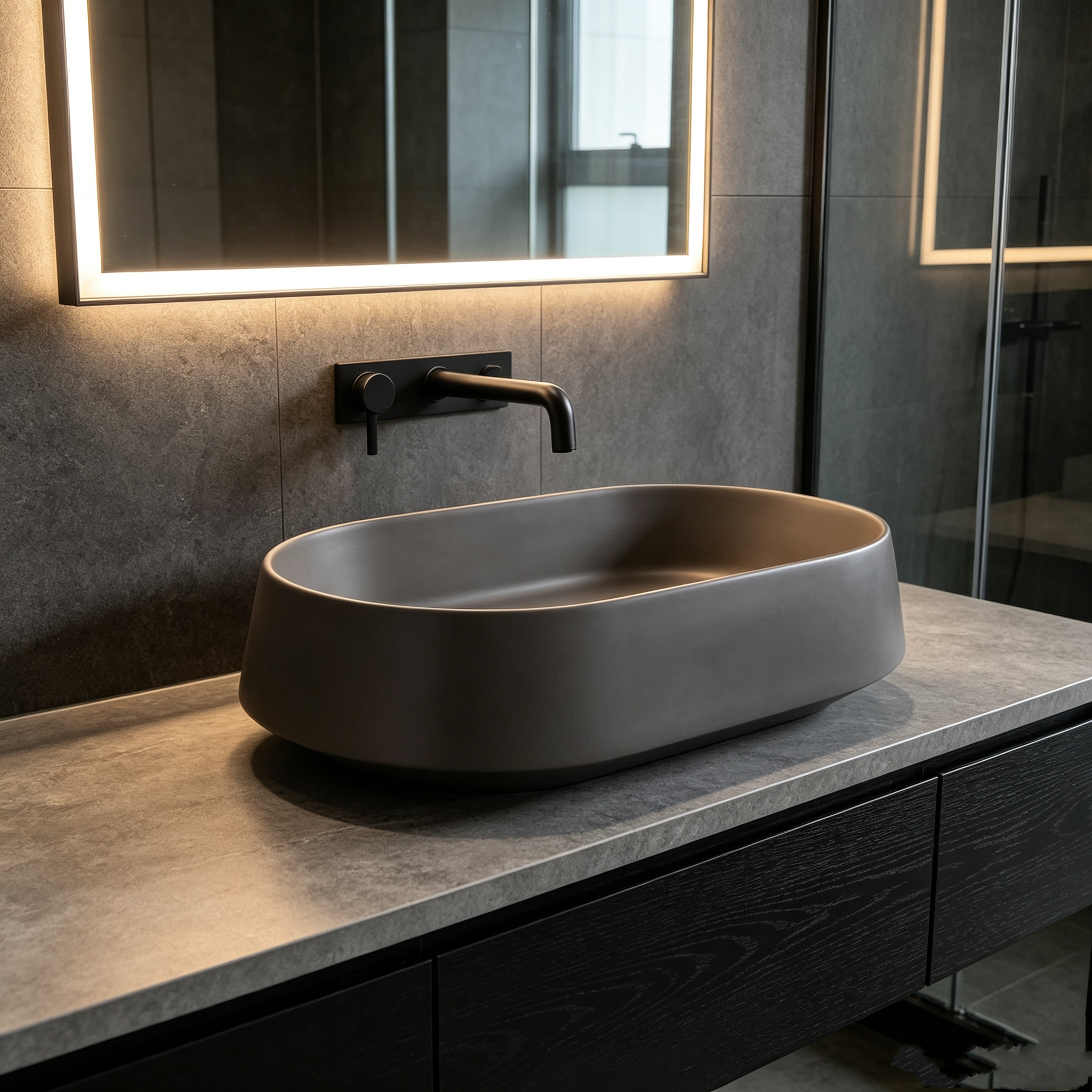 Commercial Countertop Bowl Basin Vessel Sink Stain Resistance Artificial Stone