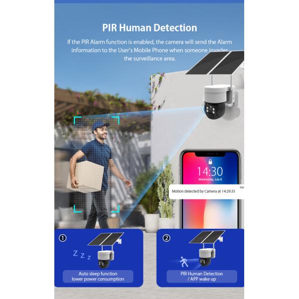 High Capacity Battery 3MP 4MP HD Camera 4G LTE Sim Outdoor Solar Powered for Garden Yard