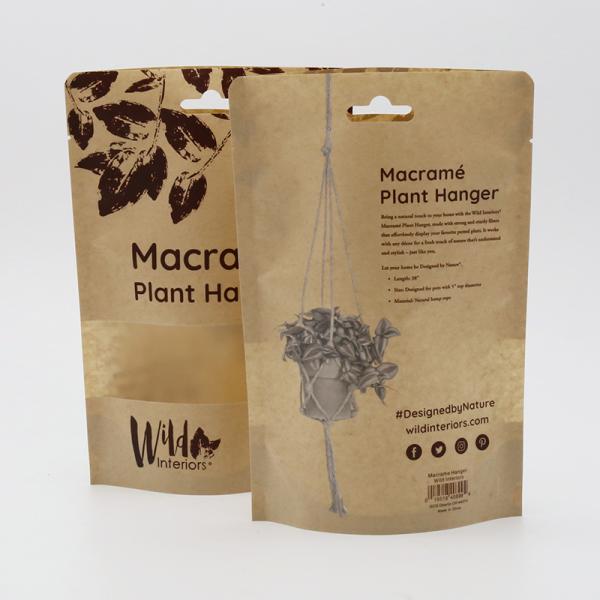 Sachets en papier kraft recyclables et dégradables avec fenêtres transparentes pour l'emballage de produits quotidiens avec impression personnalisée.