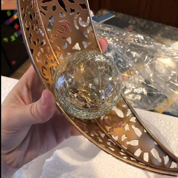 Luces de luna solares al aire libre de cobre amarillo de la antigüedad de cristal del globo del crujido