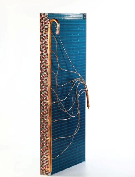 Customized Copper Evaporator Coil Heat Exchanger with 1.4~2.0mm Fin Space and 21*12.7mm Hole Pitch