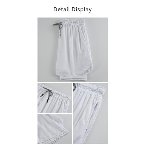 Fit Training Sports Double Layer Workout Pants Elastic Gym Men Cotton Shorts