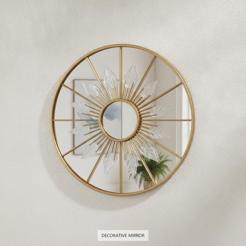 Bevelled Central Mirror with Chrome Acrylic Frame Decorative Wall Mirror 93X122X3CM Size
