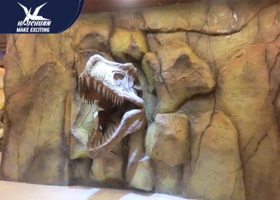 Theme Park Dinosaur Fossil Replicas , 1.5M Mounted T rex Dinosaur Head On Wall For Indoor Exhibition