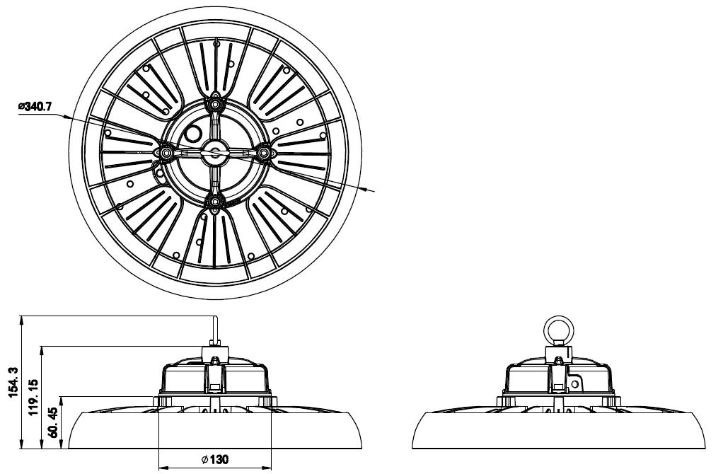 Залив СИД Lumileds высокий освещая склад 100w 150w 200w 240w 300w
