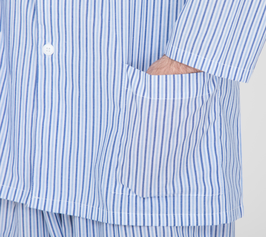 Blue Striped Style Mens Luxury Sleepwear / Mens Long Sleeve Pjs Fashion Design