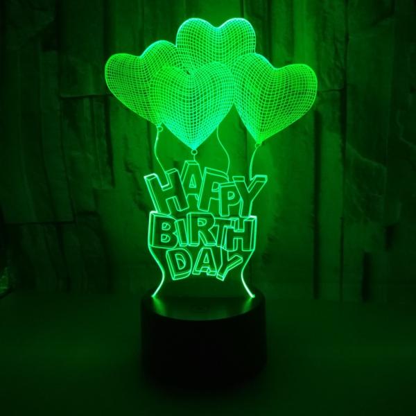New Happy Birthday Romantic Valentine Heart 3D night Light gift Creative Touch Desktop 3D Table Lamp