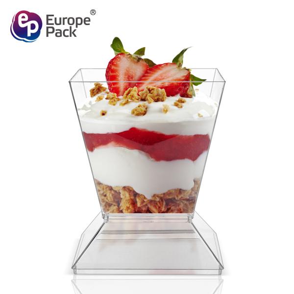 Party supplies dessert square reusable plastic cup with lid