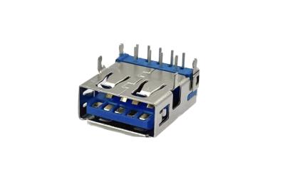 Tipo A USB 3.1 AF 9 pinos 4 pernas soquete fêmea SMT conector de solda plana 90 graus
