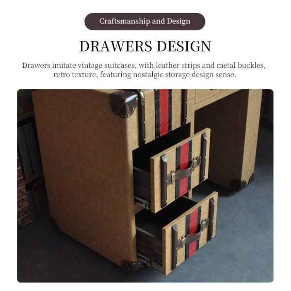 Nidea #8311 Vintage American Country Distressed Leather Computer Desk Personalized Study Furniture Living Room Home Office Designer