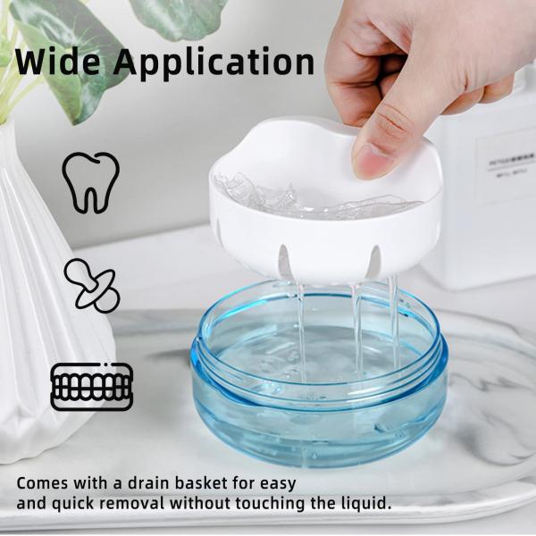 Leak Proof Denture Cup Kit With Denture Brush Strainer Removal Tool And Mirror