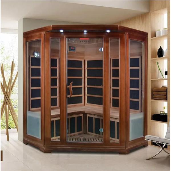 Household 3 Person Corner Sauna Red Cedar Wood Custom Home Sauna