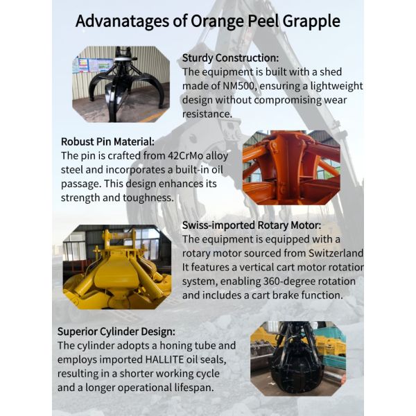360 Degree Rotating Hydraulic Orange Peel Grapple Hydraulic Grapples Construction Machinery Parts Rock Grapple