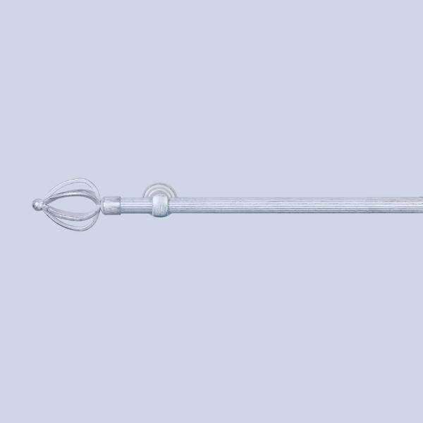 16/19MM 28-48 Linear Finial Office Decor White and Silver Curtain Rod Set Hardware Telescopic Single Rod PET Set