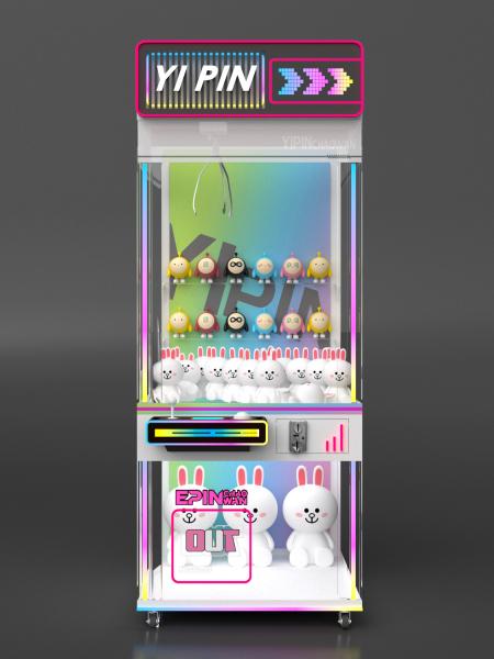 コイン操作 色彩のあるLEDライト クレーン 透明ガラスディスプレイ クローマシン 賞金ゲームマシン