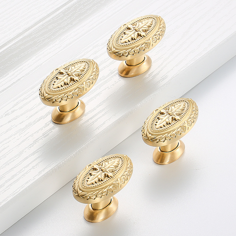 Nordic Style Single Hole Hardware Gold Solid Brass Modern Furniture Door Knob for Dresser Wardrobe Cabinet Easy Installation
