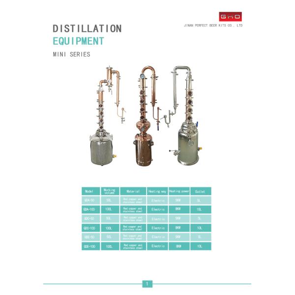 Distillation en colonne d'alcool de cuivre rouge GHO 50L 100L 85 degrés