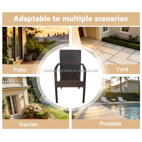 Waterproof Rattan Stackable Outdoor Dining Chairs for Parks Restaurants Hotels
