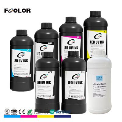 FCOLOR CMYK W V LC LM 1000ML I3200 LED UV Hard Ink for UV Printer I3200 U1 XP600 TX800 DX5 DX7 Printhead Neutral Tinta UV Ink