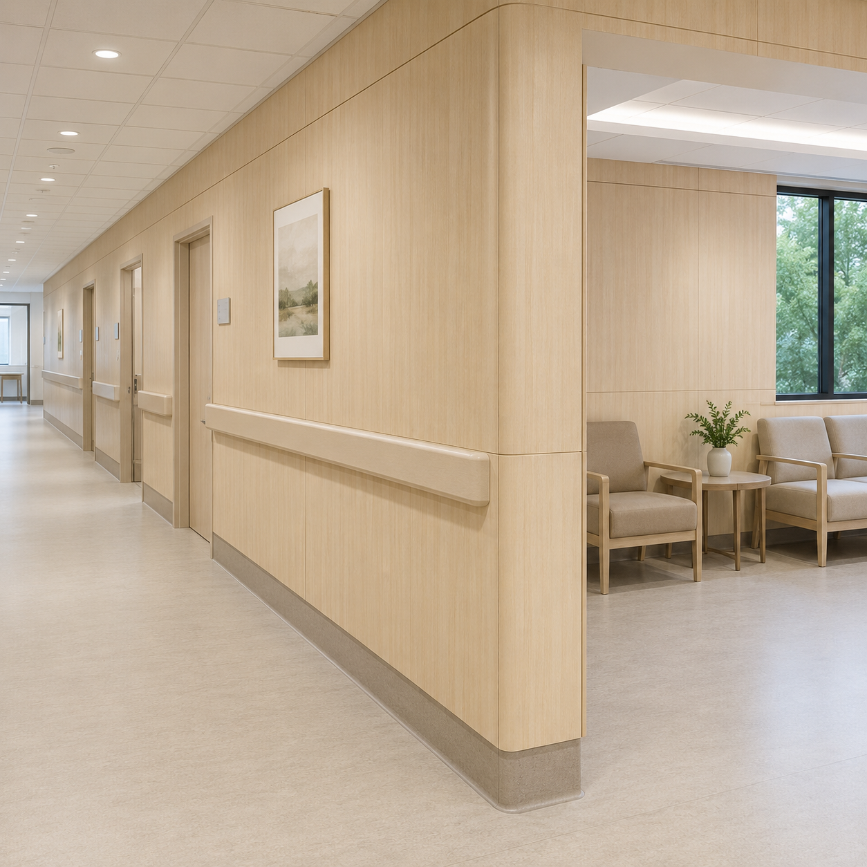 Hygienic Compact HPL Wall Panel, Easy Clean Wall Cladding for Medical Facilities