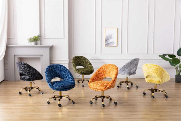 Golden Feet Base  Tomile Blue Velvet Swivel Chair / Home Office Accent Chairs