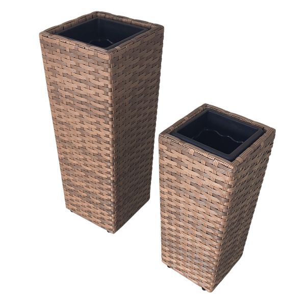 Outdoor Indoor Rattan Flower Pot Wicker Garden Planter Stand