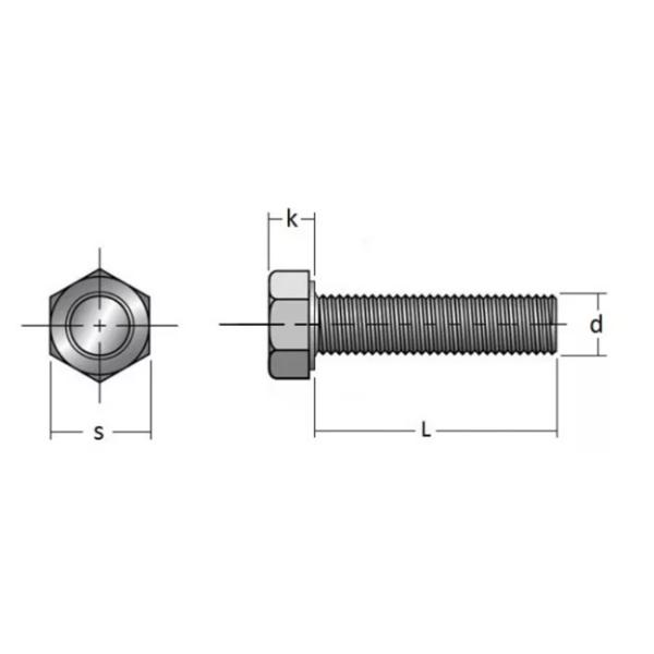 Galvanized Grade 5 8.8 M2-M20 SS Hex Head Bolts Zinc plated