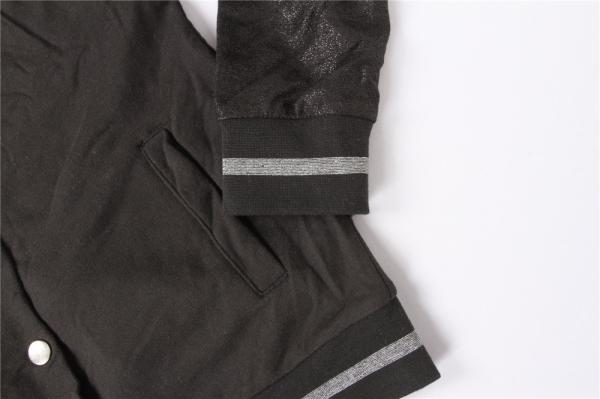 Black Grey Kids Terry Bomber Jacket 65% Polyester 35% Cotton